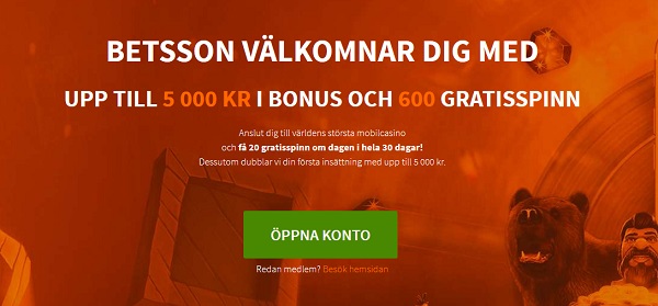 Betsson casino bonus för svenska spelare 2017