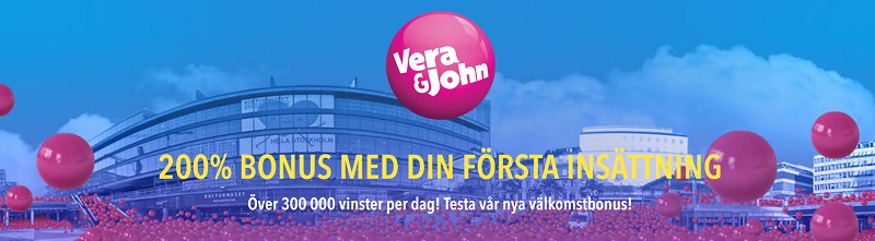 Ny Vera&John casinobonus på 200% upp till 1000 kr!