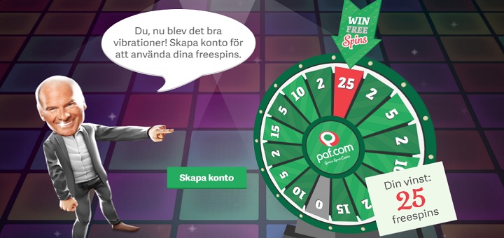 Paf casino 2018 ger dig 25 freespins + 100 kr gratis