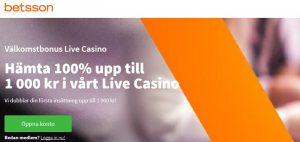 betsson live casino bonus