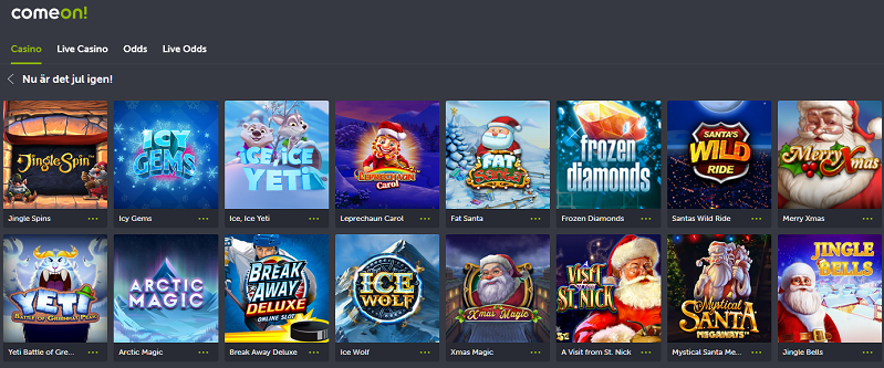 Spelautomater julen 2020 hos ComeOn