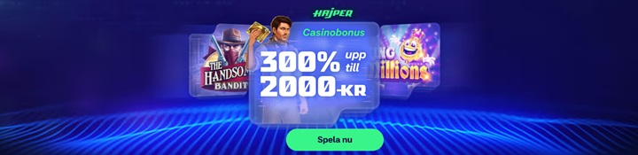 Hajpers casinobonus på 300% upp till 2000 kr